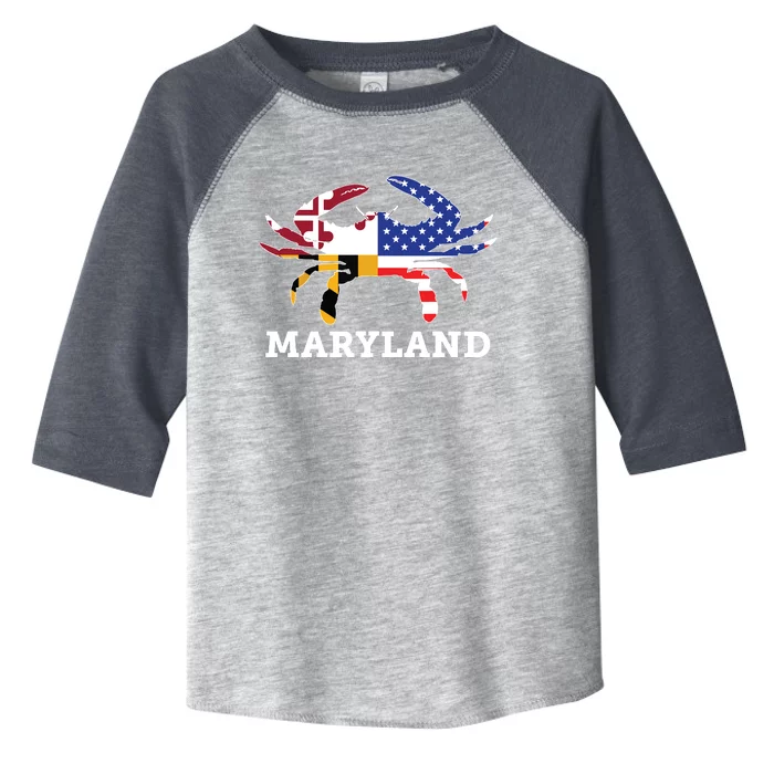 Maryland State American Usa Flag Blue Crab Toddler Fine Jersey T-Shirt