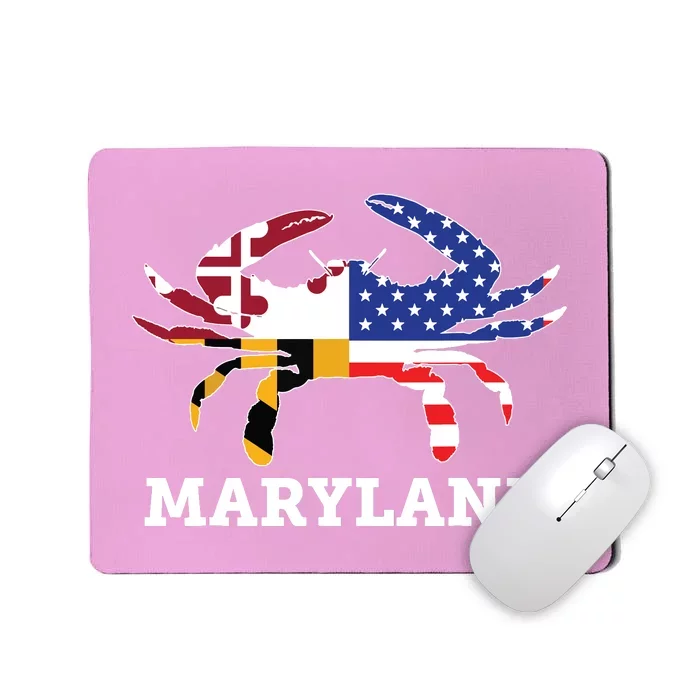 Maryland State American Usa Flag Blue Crab Mousepad