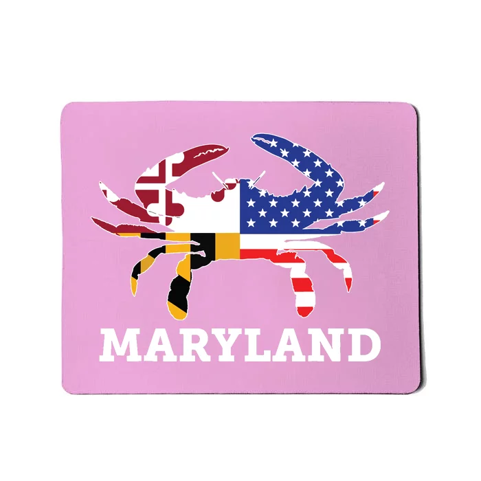 Maryland State American Usa Flag Blue Crab Mousepad