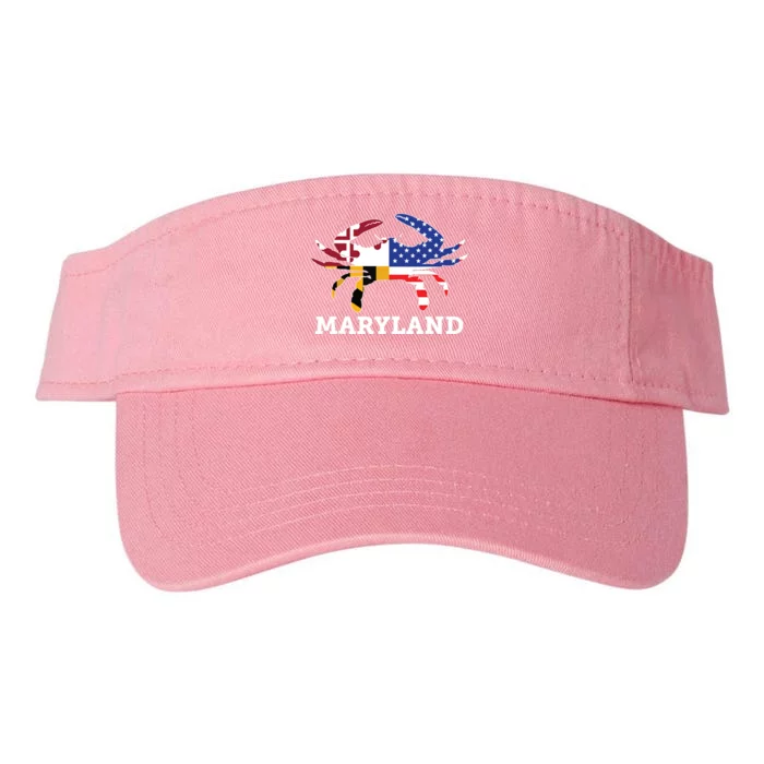 Maryland State American Usa Flag Blue Crab Valucap Bio-Washed Visor