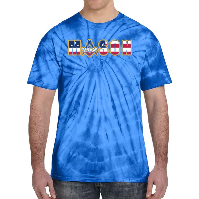 Mason Square And Compass Us Flag Masonic Independence Day Gift Tie-Dye T-Shirt