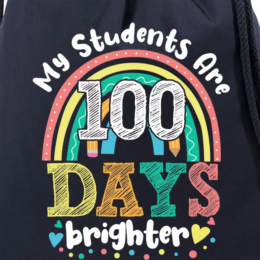 My Students Are 100 Days Brighter Rainbow 100th Day School Gift Drawstring Bag