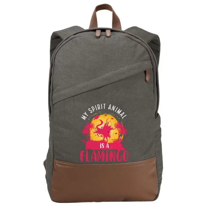 My Spirit Animal Is A Flamingo Retro Flamingo Lover Cotton Canvas Backpack