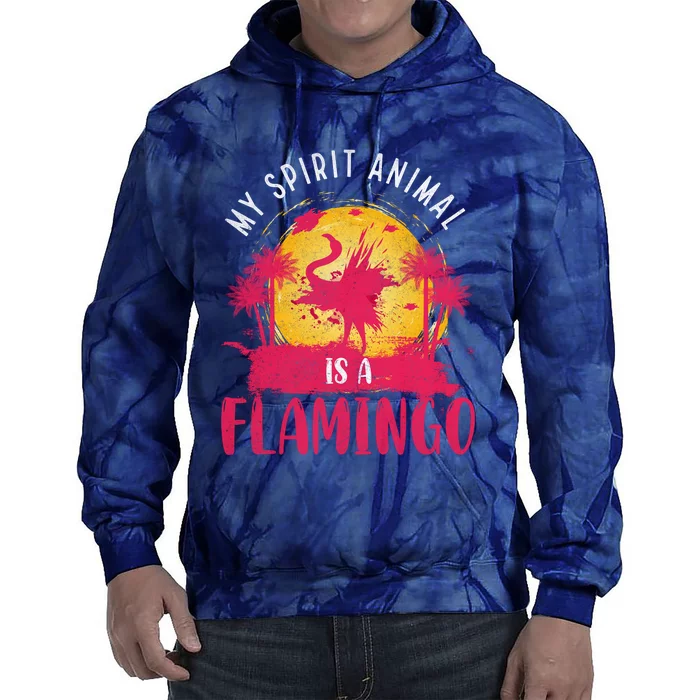 My Spirit Animal Is A Flamingo Retro Flamingo Lover Tie Dye Hoodie