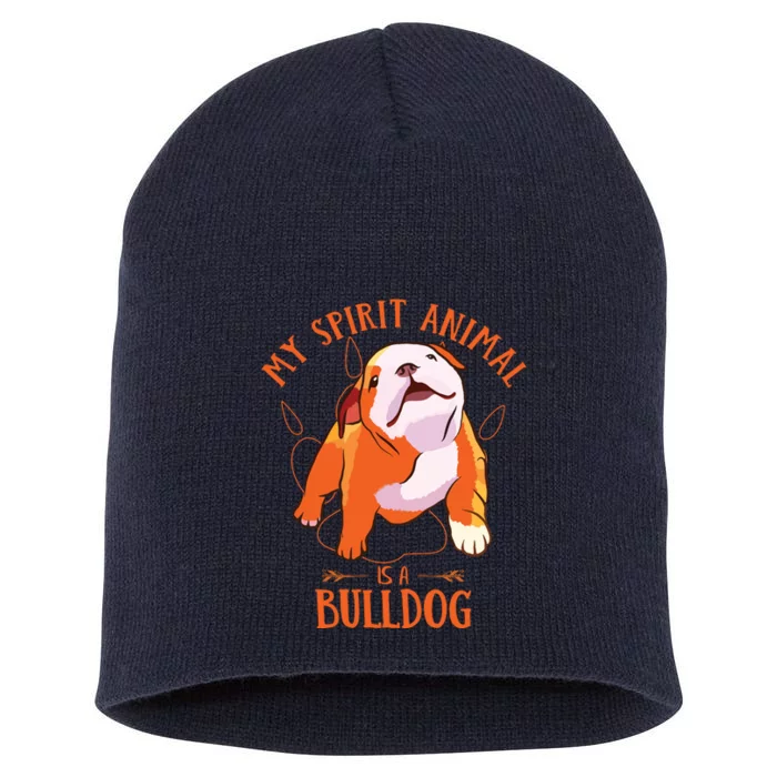 My Spirit Animal Is An English Bulldog Funny Puppy Lover Short Acrylic Beanie