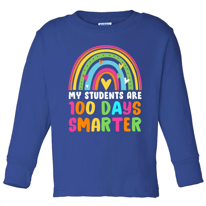 My Students Are 100 Days Smarter Rainbow Teacher Meaningful Gift Toddler Long Sleeve Shirt