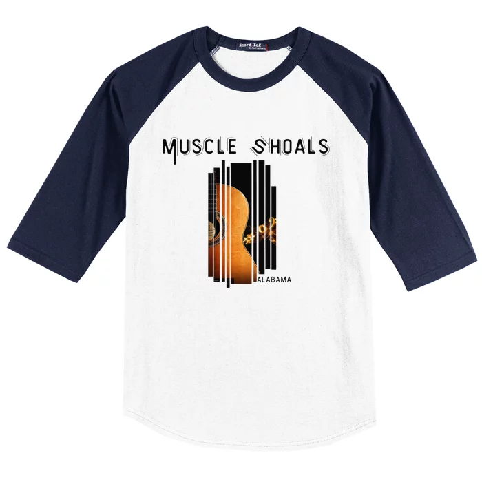 Muscle Shoals Alabama AL Distressed Grunge Text Music City Baseball Sleeve Shirt