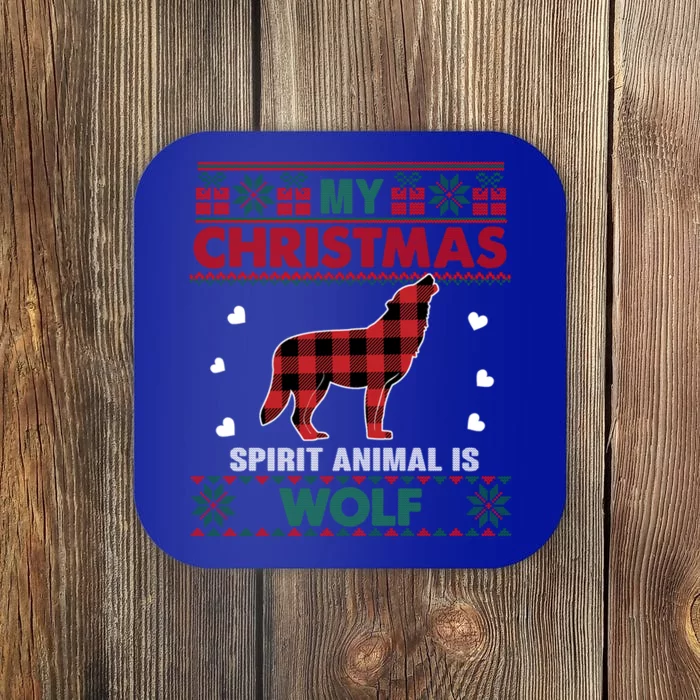 My Spirit Animal Is Wolf Lover Xmas Ugly Christmas Sweater Cute Gift Coaster