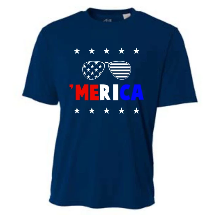 Merica Sunglasses American Flag Cooling Performance Crew T-Shirt