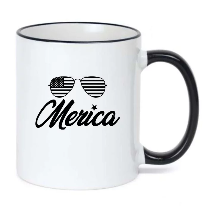 Merica Sunglasses American Flag Celebrate 4th Of July Black Color Changing Mug