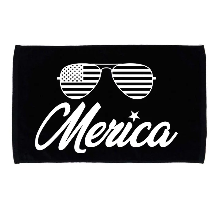 Merica Sunglasses American Flag Celebrate 4th Of July Microfiber Hand Towel