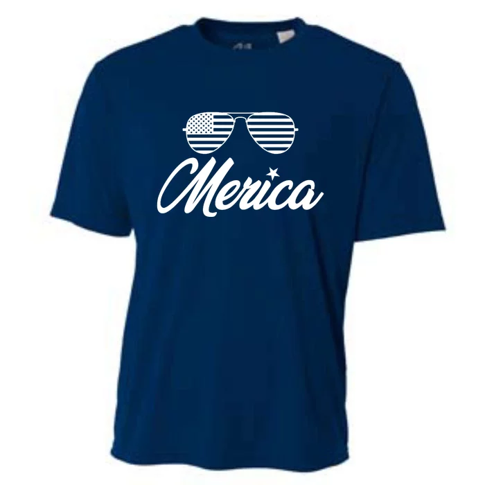 Merica Sunglasses American Flag Celebrate 4th Of July Cooling Performance Crew T-Shirt