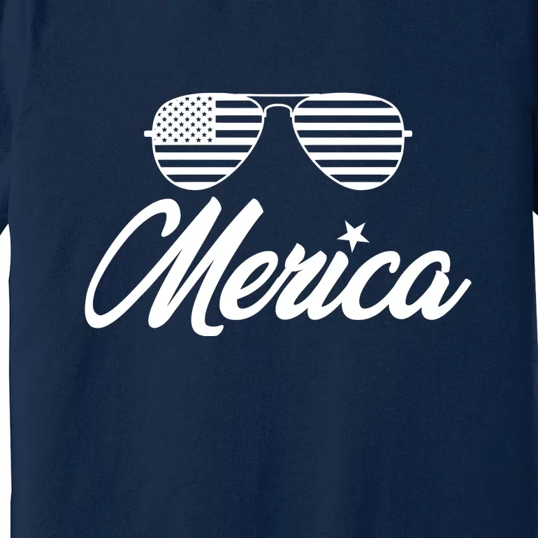 Merica Sunglasses American Flag Celebrate 4th Of July Premium T-Shirt