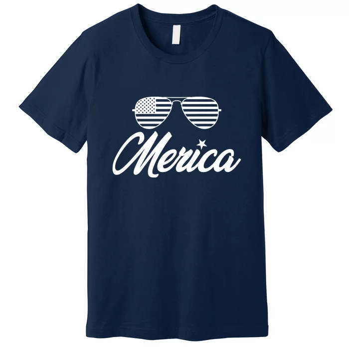 Merica Sunglasses American Flag Celebrate 4th Of July Premium T-Shirt