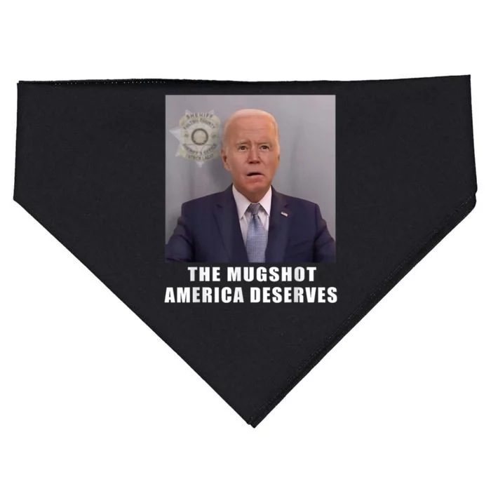 Mug Shot America Deserves Funny AntiBiden USA-Made Doggie Bandana