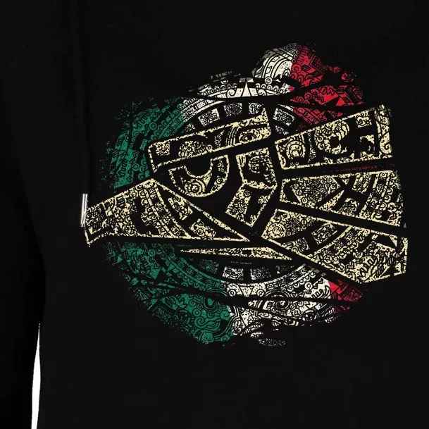 Mexico Sacred Aztec Calendar Mexican Eagle Archeological Womens Funnel Neck Pullover Hood