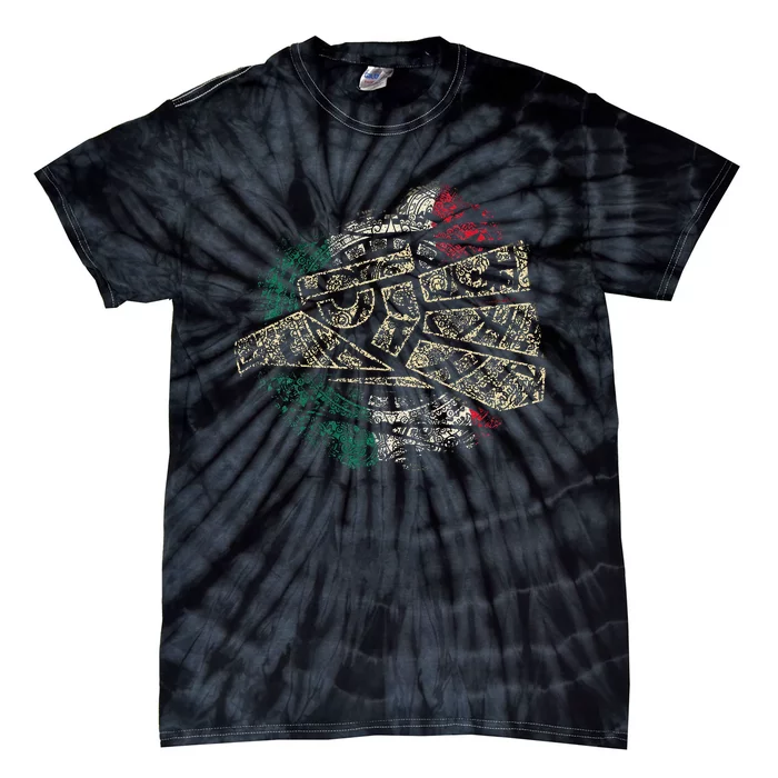 Mexico Sacred Aztec Calendar Mexican Eagle Archeological Tie-Dye T-Shirt