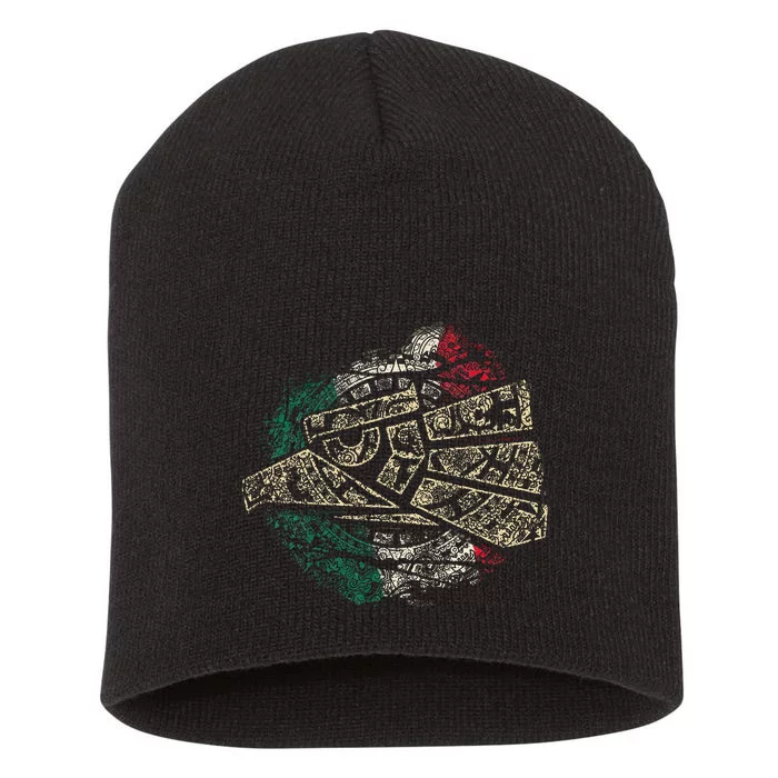 Mexico Sacred Aztec Calendar Mexican Eagle Archeological Short Acrylic Beanie