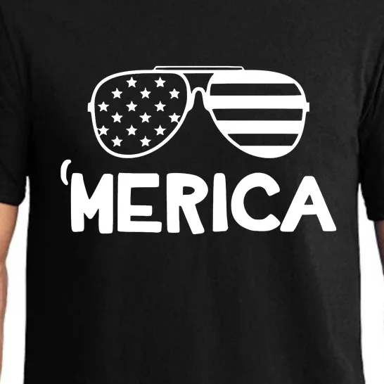 Merica Sunglasses American Flag Celebrate 4th Of July Patriotic Pajama Set