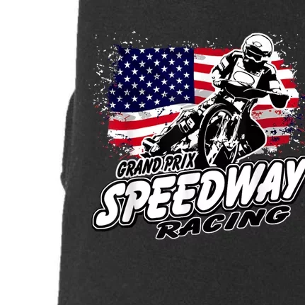 Motorcycle Speedway American Flag Flat Track Race Doggie 3-End Fleece Hoodie