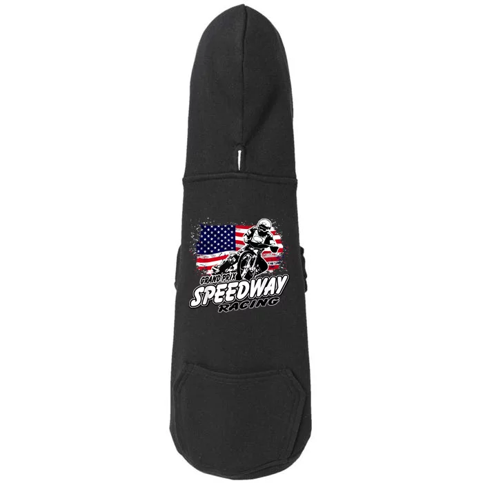 Motorcycle Speedway American Flag Flat Track Race Doggie 3-End Fleece Hoodie