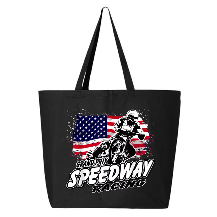 Motorcycle Speedway American Flag Flat Track Race 25L Jumbo Tote