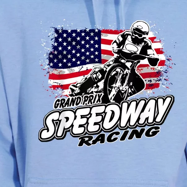 Motorcycle Speedway American Flag Flat Track Race Unisex Surf Hoodie