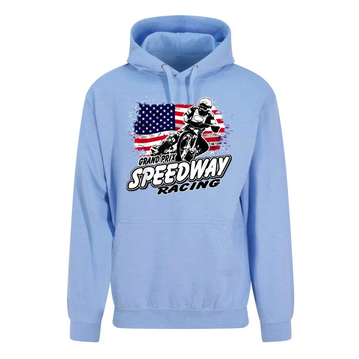 Motorcycle Speedway American Flag Flat Track Race Unisex Surf Hoodie