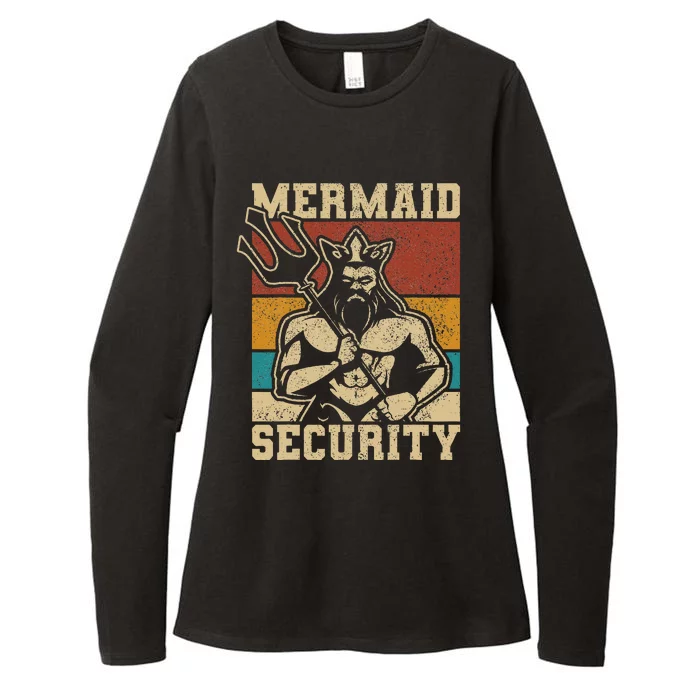 Mermaid Security Bday Costume Merman Birthday Party Outfit Womens CVC Long Sleeve Shirt