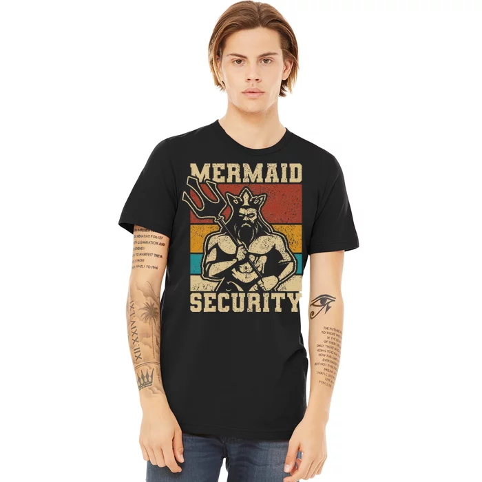 Mermaid Security Bday Costume Merman Birthday Party Outfit Premium T-Shirt