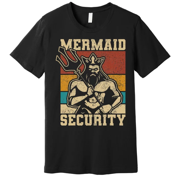 Mermaid Security Bday Costume Merman Birthday Party Outfit Premium T-Shirt