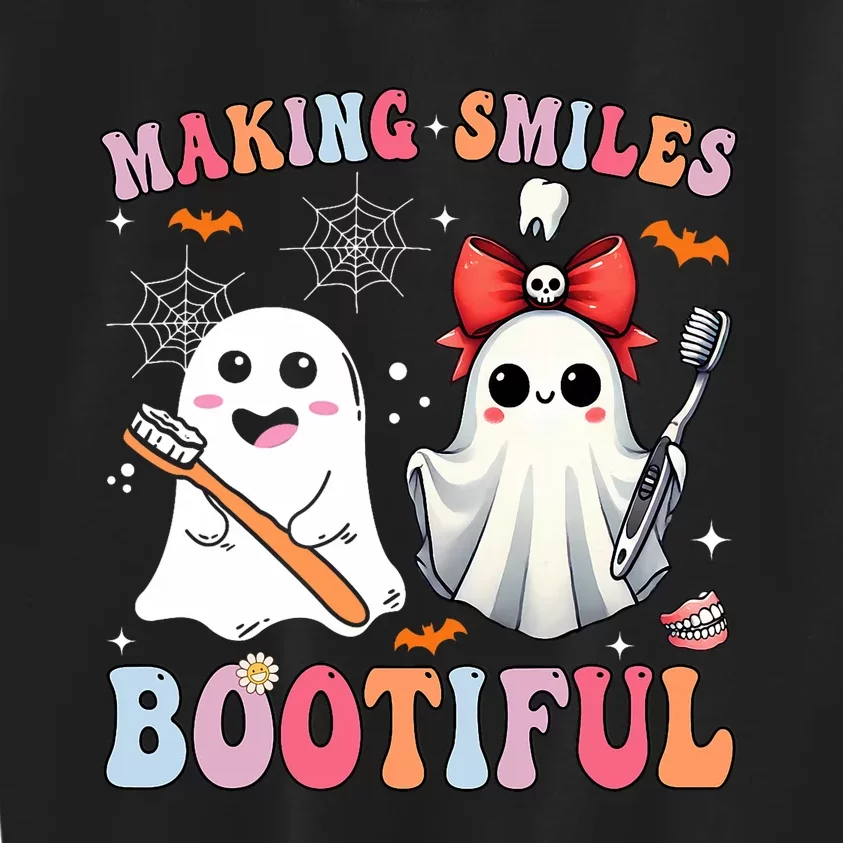 Making Smiles Bootiful Dentist Funny Halloween Ghost Dental Kids Sweatshirt