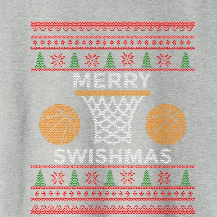 Merry Swishmas Basketball Funny Cool Christmas Gift Women's Crop Top Tee