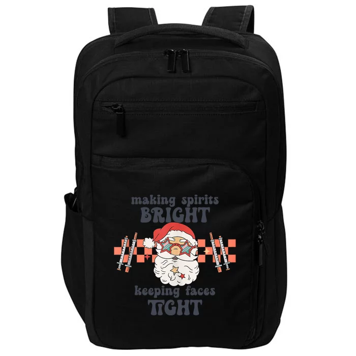 Making Spirits Bright Keeping Faces Tight Nurse Christmas Impact Tech Backpack