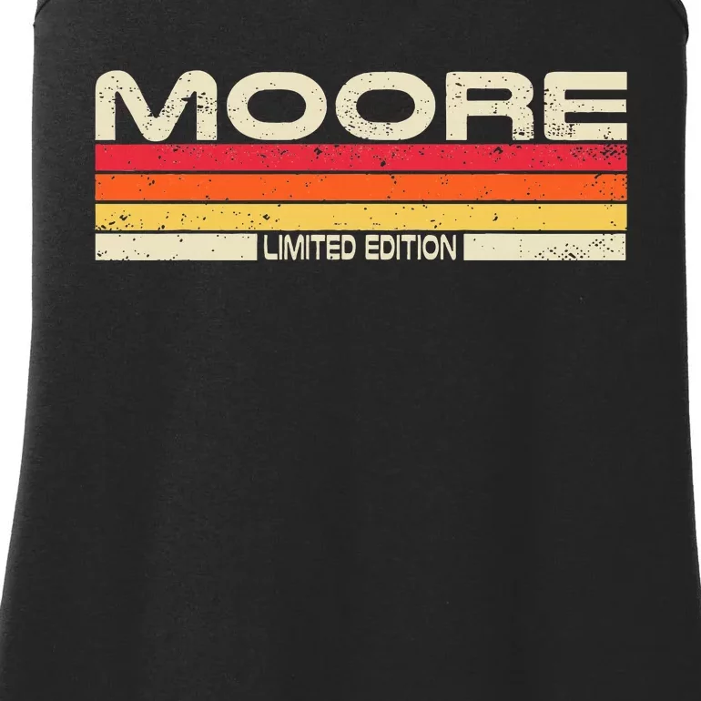 Moore Surname Birthday Family Reunion 80s 90s Sunset Ladies Essential Tank