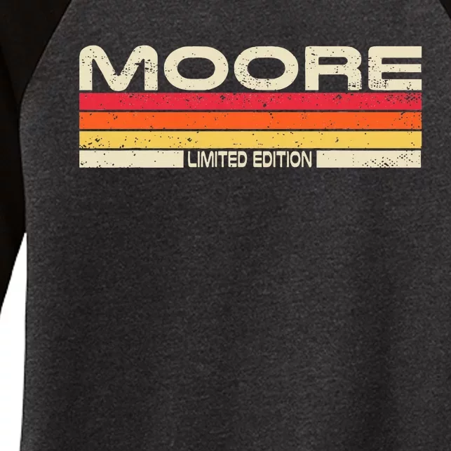 Moore Surname Birthday Family Reunion 80s 90s Sunset Women's Tri-Blend 3/4-Sleeve Raglan Shirt