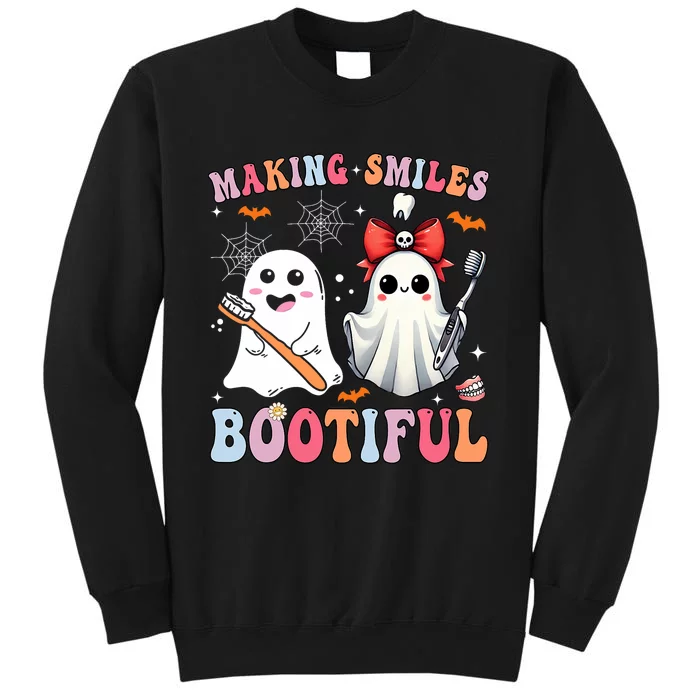 Making Smiles Bootiful Dentist Funny Halloween Ghost Dental Tall Sweatshirt