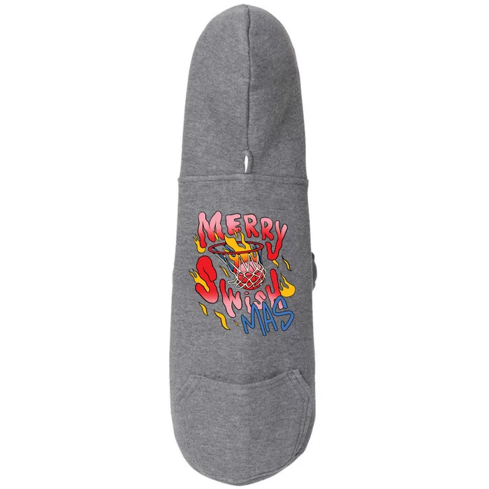 Merry Swishmas Basketball Doggie 3-End Fleece Hoodie