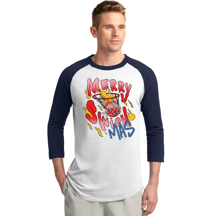 Merry Swishmas Basketball Baseball Sleeve Shirt