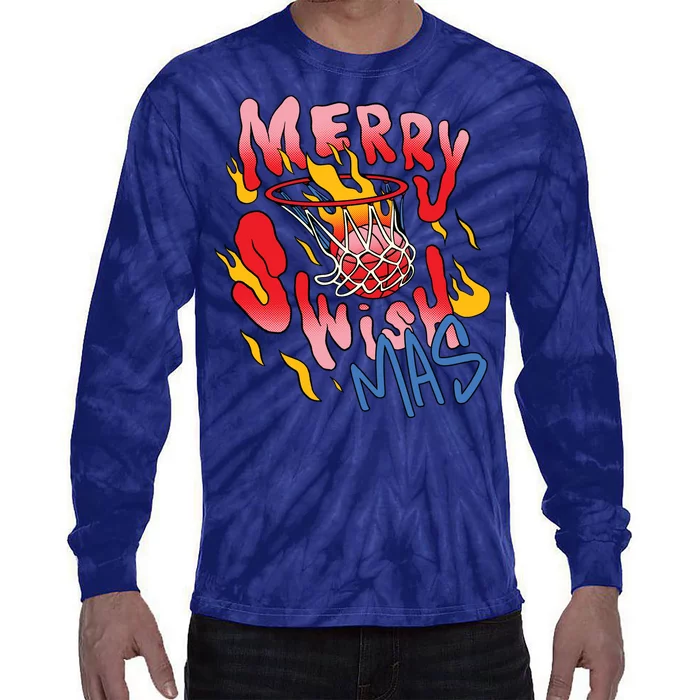 Merry Swishmas Basketball Tie-Dye Long Sleeve Shirt