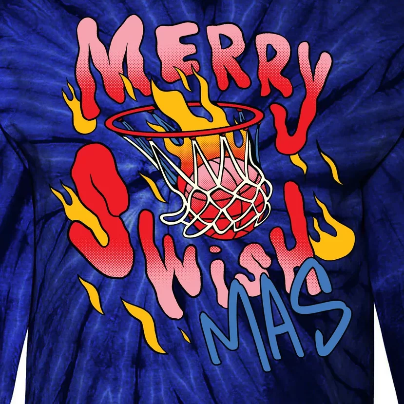 Merry Swishmas Basketball Tie-Dye Long Sleeve Shirt