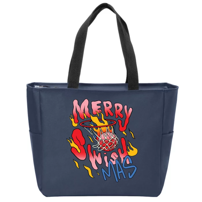 Merry Swishmas Basketball Zip Tote Bag