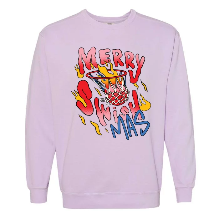 Merry Swishmas Basketball Garment-Dyed Sweatshirt