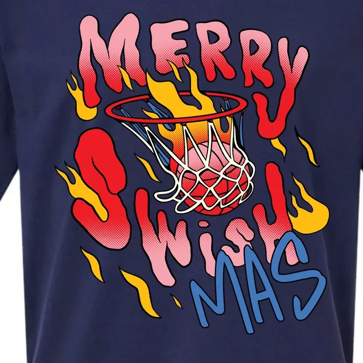 Merry Swishmas Basketball Sueded Cloud Jersey T-Shirt