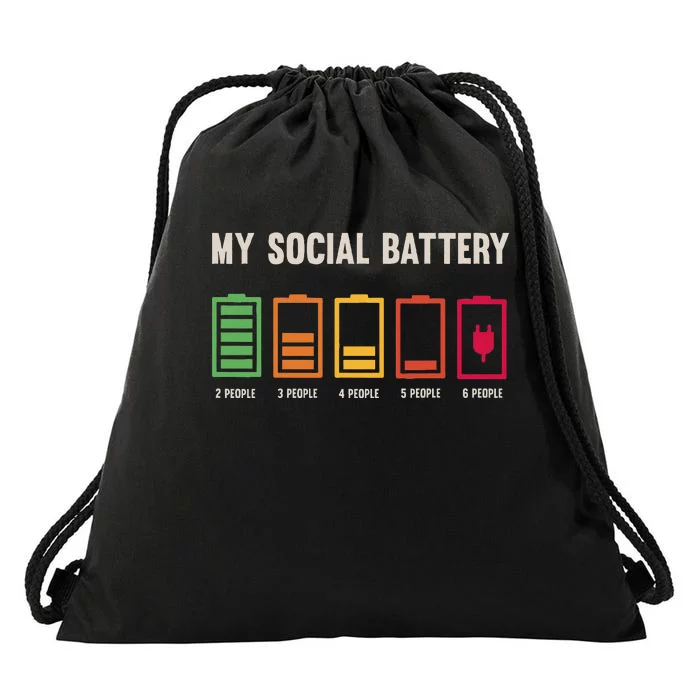 My Social Battery Low Energy Anti Social Introvert Drawstring Bag