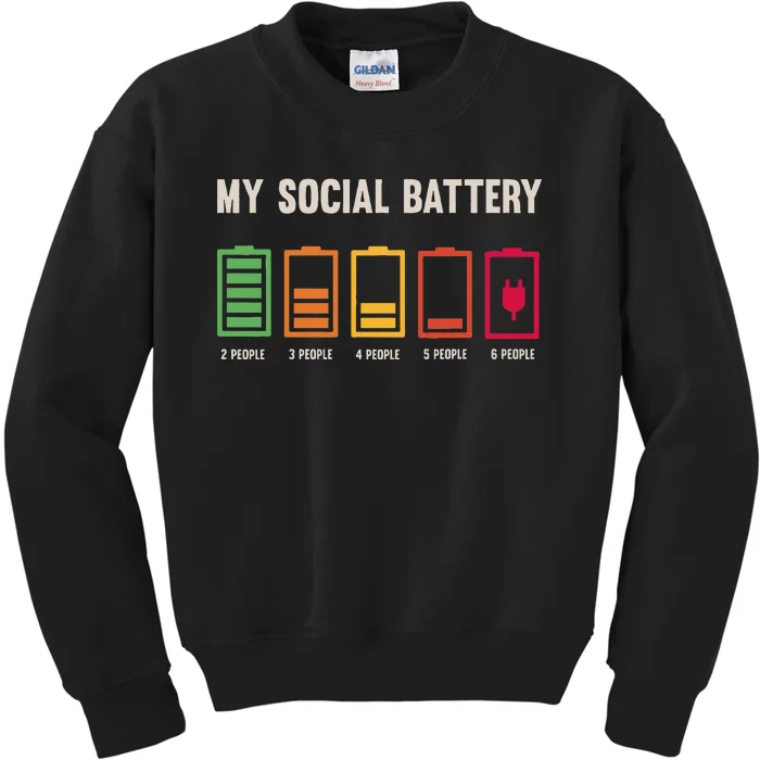 My Social Battery Low Energy Anti Social Introvert Kids Sweatshirt