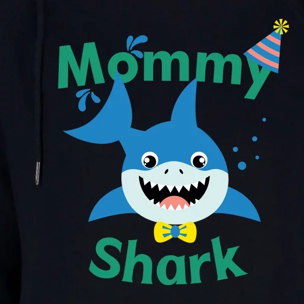 Mommy Shark Birthday Party Matching Family Womens Funnel Neck Pullover Hood