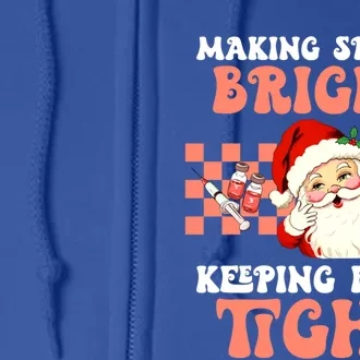 Making Spirits Bright Faces Tight Christmas Aesthetic Nurse Cute Gift Full Zip Hoodie