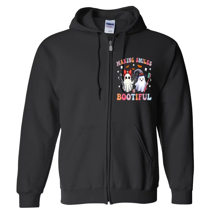 Making Smiles Bootiful Dentist Funny Halloween Ghost Dental Full Zip Hoodie