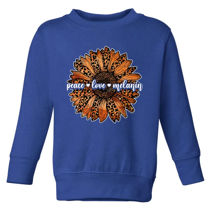 Melanin Sunflower Black History Month Peace Love Juneteenth Cool Gift Toddler Sweatshirt